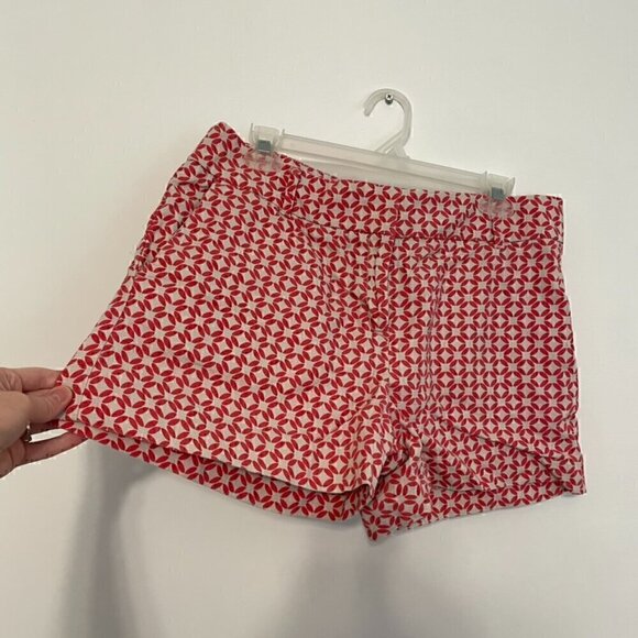 ANN TAYLOR LOFT Riviera Short Beige Coral Pink Geometric 4" Inseam Cotton Shorts - Picture 10 of 13